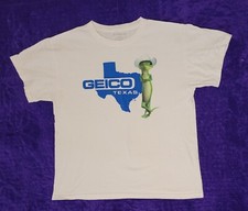 Vintage Geico Insurance T-Shirt White Texas Cowboy Cotton Graphic Size Large