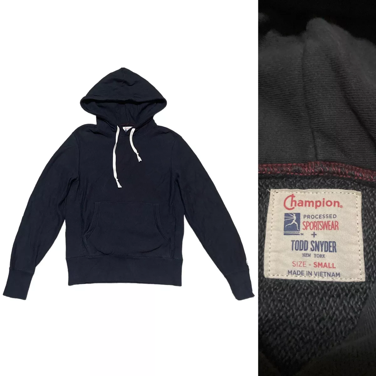 Todd Snyder Champion Midweight Popover Hoodie Mens size Small in Original Navy