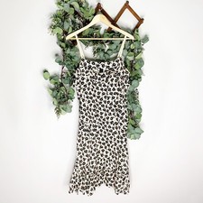 Marc By Marc Jacobs Women’s Floral Leopard Print Ruffled Silk Slip Dress Medium