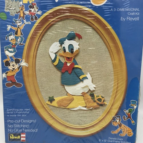 Kit artesanal de colección de tela del pato Donald de Walt Disney 3D sellado stock antiguo 1971 - Imagen 2 de 5