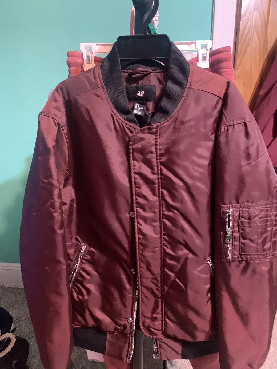 H&m burgundy top bomber jacket