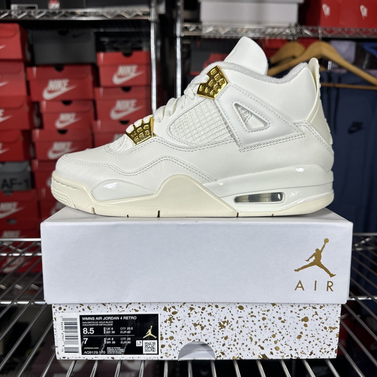 Air Jordan 4 Retro Metallic Gold Sail Shoes AQ9129-170