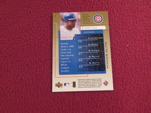 1999 Sammy Sosa #2 Upper Deck Power Elite SILVER /600 Chicago Cubs Insert - Picture 3 of 4