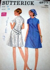  LOVELY VTG 1960s DRESS BUTTERICK Sewing Pattern 12/34