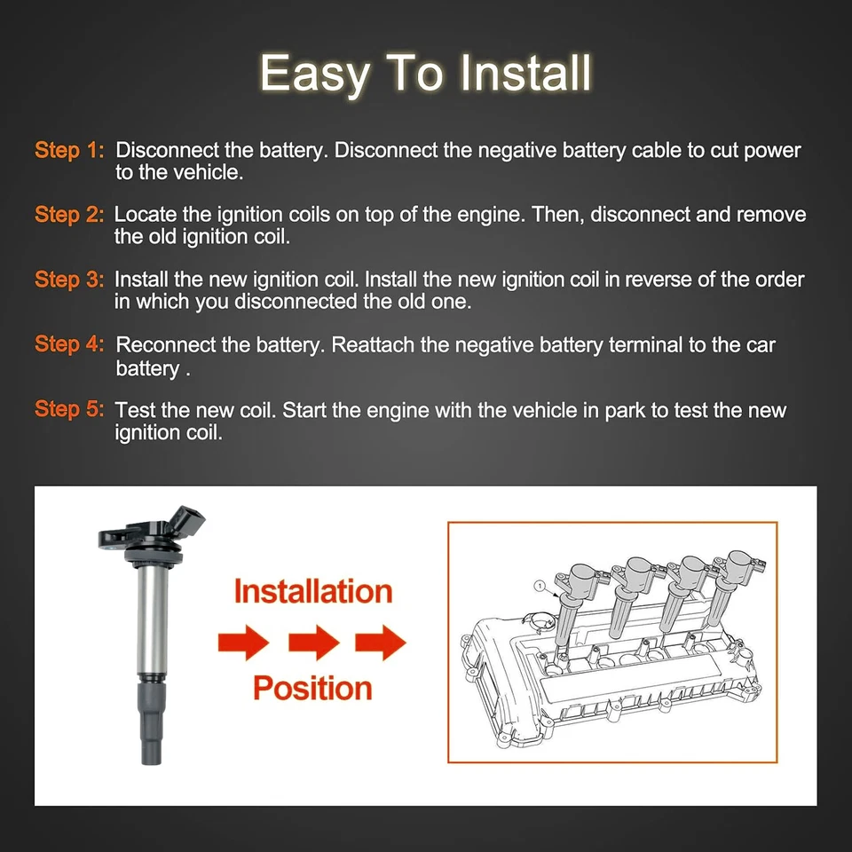 4X Ignition Coils+4X Spark Plugs Pack For 2009-2017 Toyota Corolla 1.8L UF596 - Изображение 4 из 4