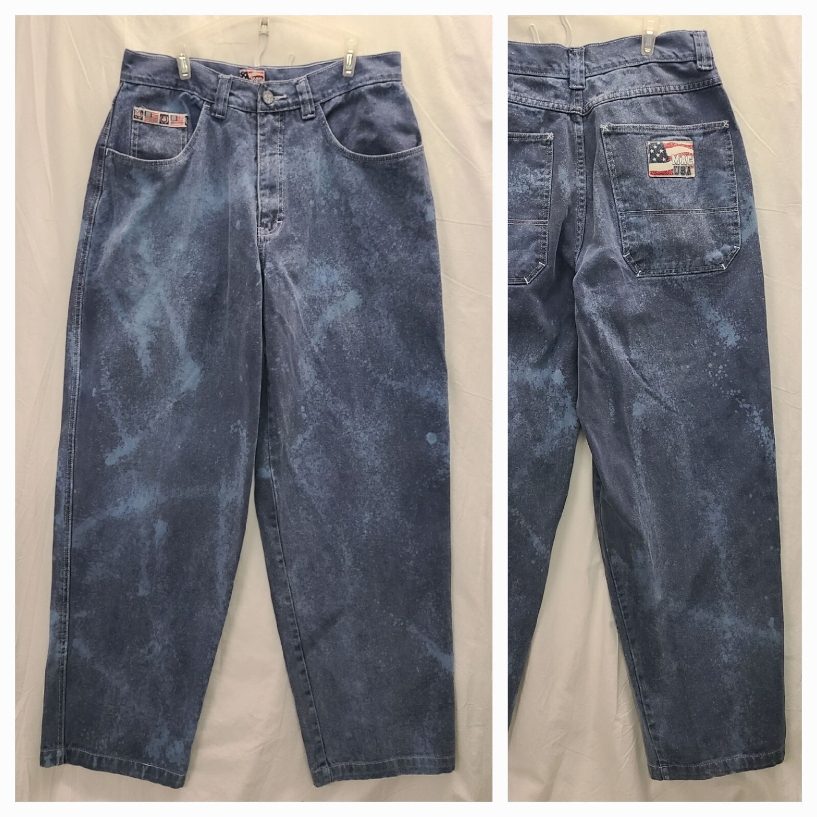 HTF Rare stone wash bleached baggy jeans blue denim m… Gem