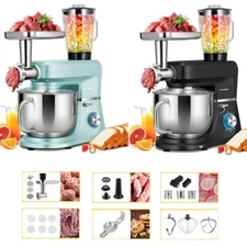 6 in 1 8.5Qt Stand Mixer 10-Speed Meat Grinder Juice Blender Pasta Maker Slicer