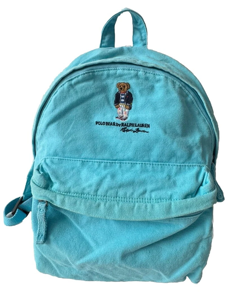 Polo Ralph Lauren Niños Niños Lona Oso Libro Escuela Viaje Pequeño Mochila Bolso Foto 2 de 4