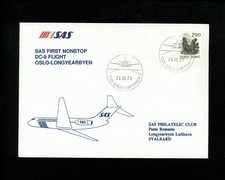 Postal History First Flight SAS 6/29/1988 Oslo Norway to Longyearbyen Svalbard