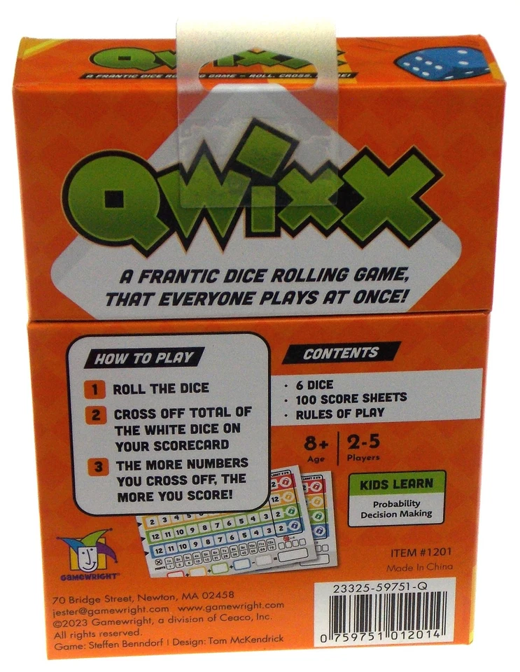 Gamewright Qwixx Fast Family Dice Game Dice Score Sheets 2-5 Players Party Gift - Image 2 of 2