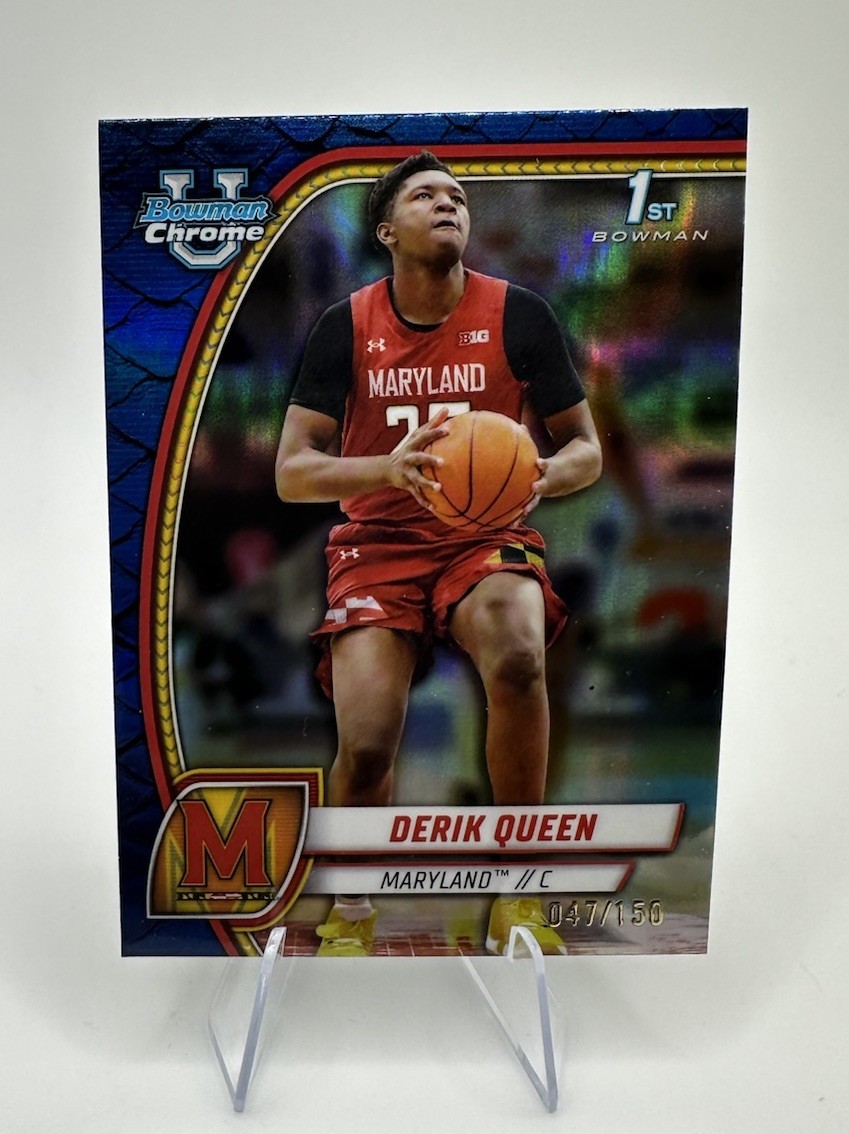 2024-25 Bowman Chrome University Derik Queen #19 Reptilian Blue Refractor /150