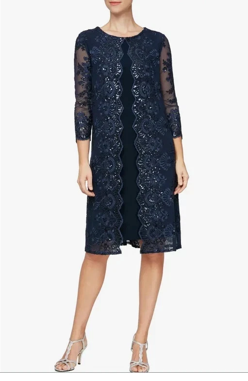navy evening jackets for cocktail dresses Dawn Embroidered Jacket dress main image 0