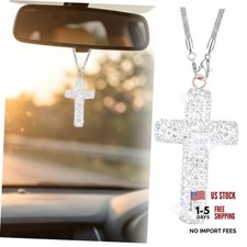 Bling Car Rear View Mirror Accessories Pendant Charm,Cross Crystal Rhinestone