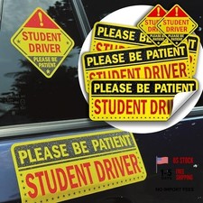 5pcs Student Driver Sticker Non-Magnet Reusable, Yellow, Red, Black