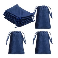 12Pcs Small Velvet Drawstring Bags, 4" x 6" Small Jewelry Pouches, Blue