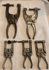 Lot of 5 Knu-Loc/Knu-Vise Squeeze-Action Pliers Vises #440, #450; 3@ P400 - used