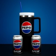 Pepsi Max Steel Tumbler 1200ml capacity with 2 x 330ml Cans & Blue Straw ✅NEW