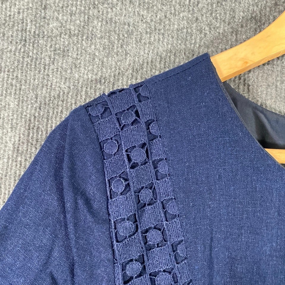 Debenhams Dress Womens 18 Plus Blue Linen The Collection Midi Evening Formal NEW - image 4 of 4