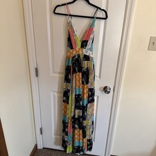 Privy NWT Patchwork Maxi Dress W Spaghetti Straps Size Small Boho Hippie Cottage