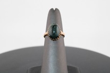 14K Yellow Gold Moss Agate Vintage Fashion Ri...