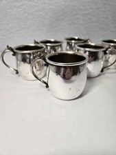 Vintage Towle Silver-Plated Baby Cups – Set of 6 (2.75” Tall) Floral Handle