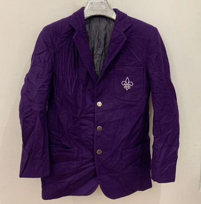 Vintage pure woollen wool classic silver button purple jacket blazer 36R