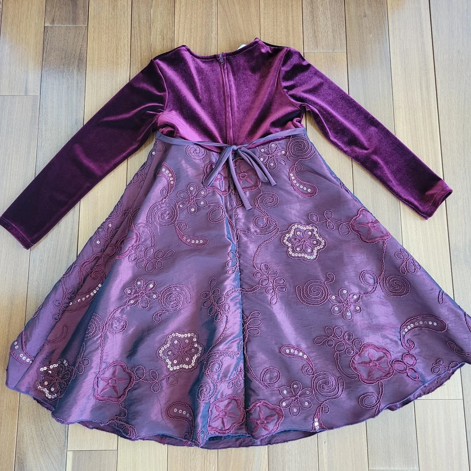 Bonnie Jean Dress Girl's Sz 6 Sequin Maroon Holiday Christmas Party Made in USA - Image 3 of 4