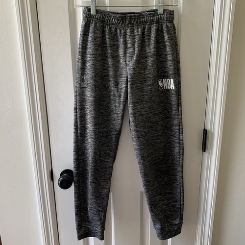 NBA Logo Boys Gray Active Athletic Pants Elastic Waist Size Large (14-16)