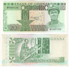 GHANA 20 Cedis Banknote (1982) P.21c - UNC