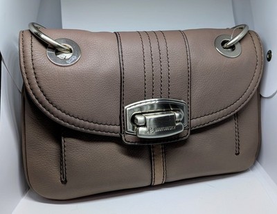 B. Makowsky Maple Pebbled Genuine Leather Crossbody Shoulder Bag w/ Chain Strap