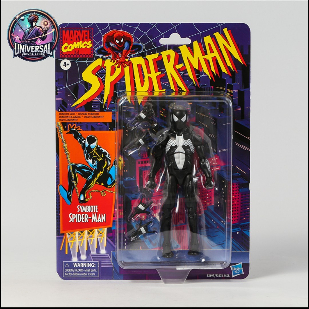 Symbiote Spider-Man Action Figure - Black Suit Retro - Modellino 16cm con Box