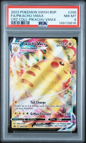 2023 POKEMON SWSHPROMO CROWN ZENITH COLLECTIONS #286 FULL ART/PIKACHU VMAX PSA 8