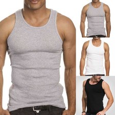 Men Tank-Tops Undershirt Gym Workout Stringer Fitness T-Shirt Beater Undershirt