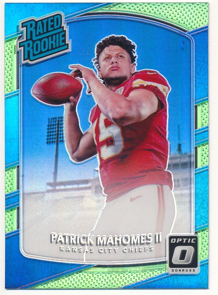 PATRICK MAHOMES 2017 DONRUSS OPTIC #177 RC RATED ROOKIE LIME HOLO PRIZMS CHIEFS