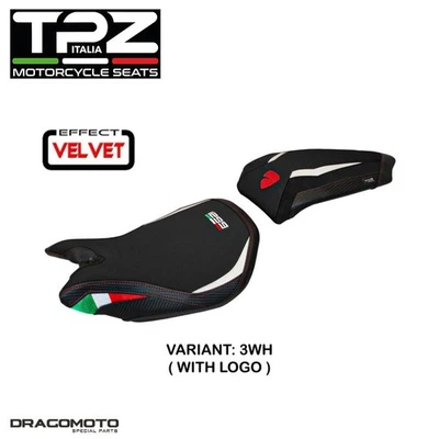 DUCATI PANIGALE 1299 2015-2018 tapisserie Selle DP129P-3WH-1 TPZ blanc CON LOGO - Photo 1/4