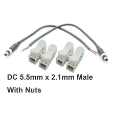 10x Anti-Dropout DC Power Cable 18AWG 5.5 x 2.1mm Male Nut CCTV Camera LED Strip