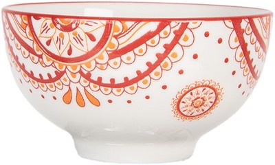 Clayre & Eef 6CEBO0073 Schale Keramik Weiß Rot Ø 9x5 cm 125 ml