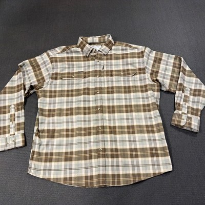 Poncho Flannel Plaid Button-Down Long Sleeve The Caprock Brown Tan Size XL
