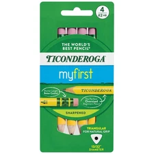Ticonderoga My First Short Triangular Wood-Cased Pencils, #2 HB Soft, With Erase