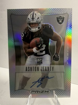 2025 Panini Prizm Ashton Jeanty Silver Throwback Rookie Auto /149 RC Raiders