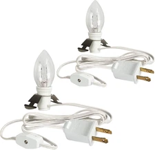 2 Pack 6 FT Accessory Cord with Incandescent Light Bulb E12 Socket White Cord wi