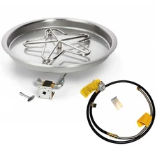 HPC Fire Match Light Gas Fire Pit Kit, 25in. Pan 18in. Torp Burner, LP Small