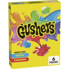 Betty Crocker Fruit Gushers Strawberry & Tropical Variety Pack 6’s 136g