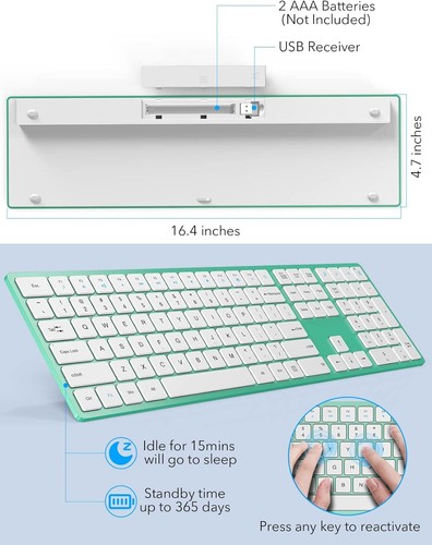 Teclado inalámbrico WisFox de 2,4 GHz teclado ultra delgado sin retrasos para Windows - Imagen 10 de 30
