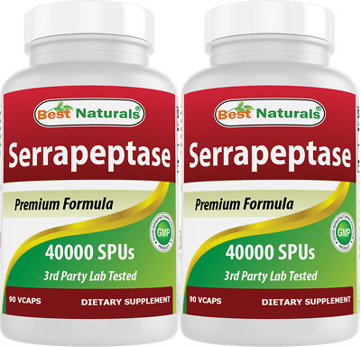 2 Pack Best Naturals Serrapeptase 40000 SPU 90 Vcaps