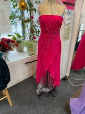 Glam Gurlz Pink Carnation Beaded Hi-Low Faux Wrap Prom Dress Precious Formals 10