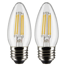 2 Pack Satco S21707 Led Filament 5.5w 20v B11 Medium E26 Base 2700k Warm White