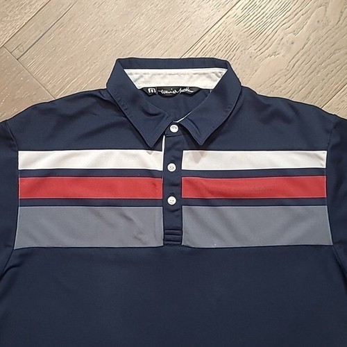 Travis Mathew Golf Polo Shirt Men's sz M Blue w/Chest Stripe Short Sleeve Polo - Picture 2 of 12