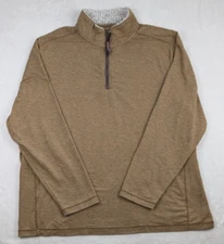 True Grit Mens 1/4 Zip Pullover sz 2XL Leight Brown Beige Sherpa Collar Soft