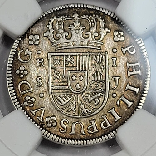 1726 Spain 1 Real NGC AU53 Pistareen Sevilla Mint Scarce High Grade *J571